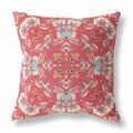 Homeroots 26 in. Filigree Indoor & Outdoor Zip Throw Pillow Red & Off-White 411203